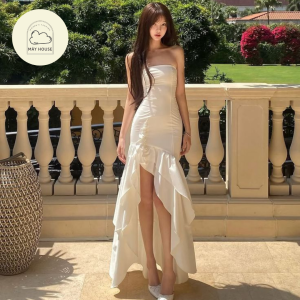 Đầm dạ hội trắng xẻ tà - Đầm dạ hội trắng đơn giản