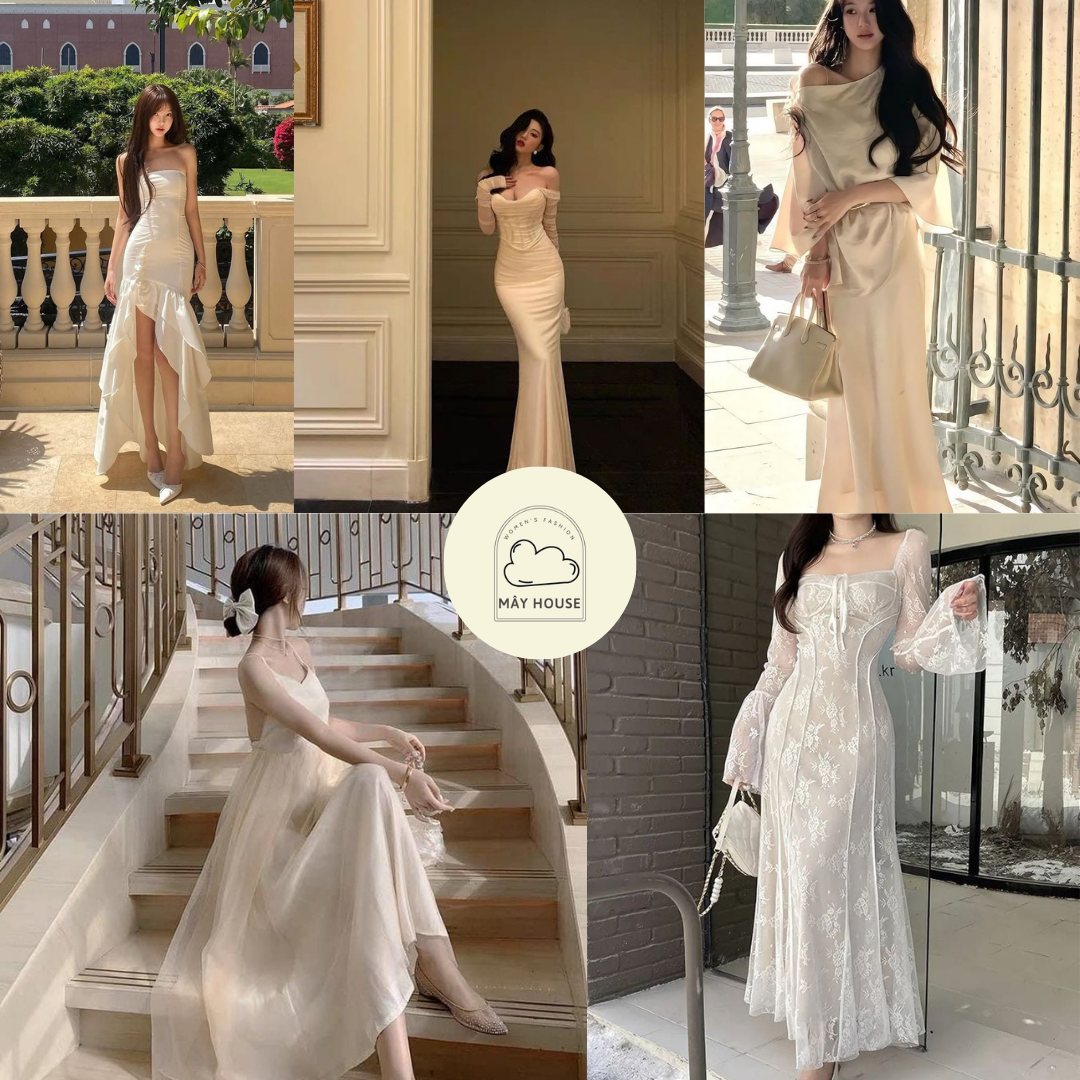 Những mẫu đầm dạ hội trắng đơn giản