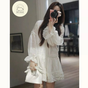 Váy đũi babydoll dài tay - Mẫu váy liền vải đũi